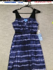 Simply Vera Vera Wang Dress Womens Small Blue Tie Dye Maxi V-Neck Boho Sundress