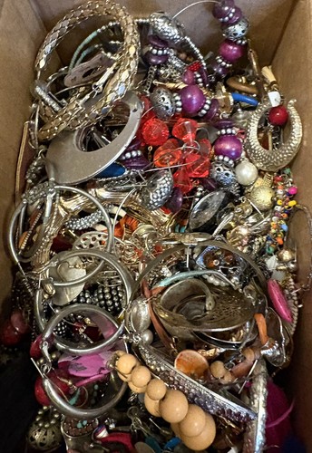 Vintage To Modern Bulk 10+ LBS Junk Drawer Earring Lot Crystal Hoop Dangle