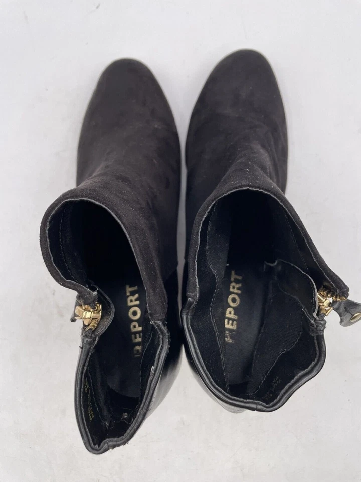 Botín Report Gabrela para mujer talla 8,5 negro gamuza cremallera lateral tacón de cuña botín Foto 4 de 4