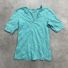 Carhartt T-Shirt Womens Small V-Neck Short Sleeve Cotton Tee, Turquoise Green