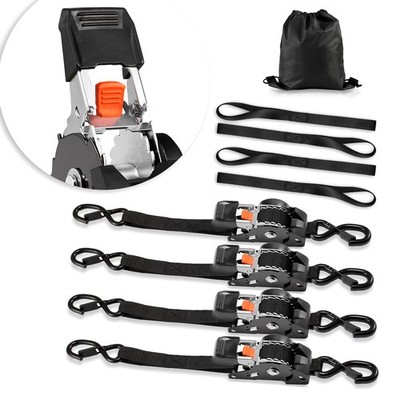 Uimoso 4 Pack 1''x 10' Retractable Ratchet Tie Down Straps 1200 lbs Capacity