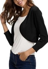 Zaful Black Cropped Open Front Knit Bolero Cardigan Sweater Size XL Heavyweight