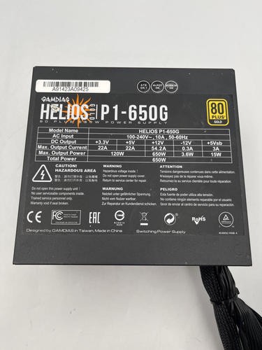 GAMDIAS Kratos P1-650G RGB 650W Power Supply (NON-FUNCTIONAL) - Afbeelding 2 van 9