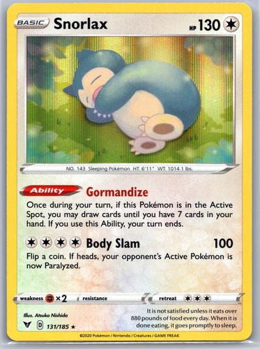 Snorlax 131/185 Holo Rare Vivid Voltage Pokemon Near Mint
