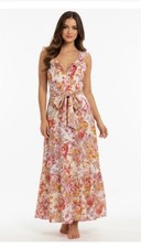 NWT Anthropologie BHLDN Aubree Large Ruffle Floral Maxi Dress Linen Pockets