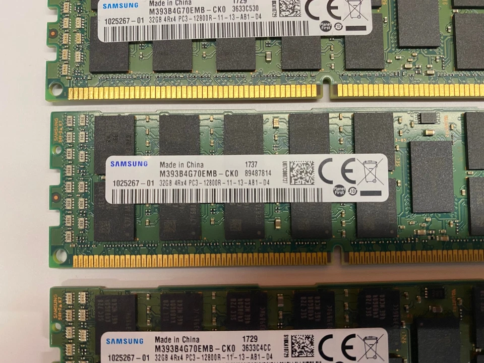 96GB (3x32GB) Samsung DDR3 ECC RAM 4Rx4 PC3-12800R für Server und Workstations - Bild 2 von 3