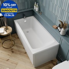 1500/1600/1700 Modern Bathroom Single Ended Wide Square Bath Bathtub Gloss White