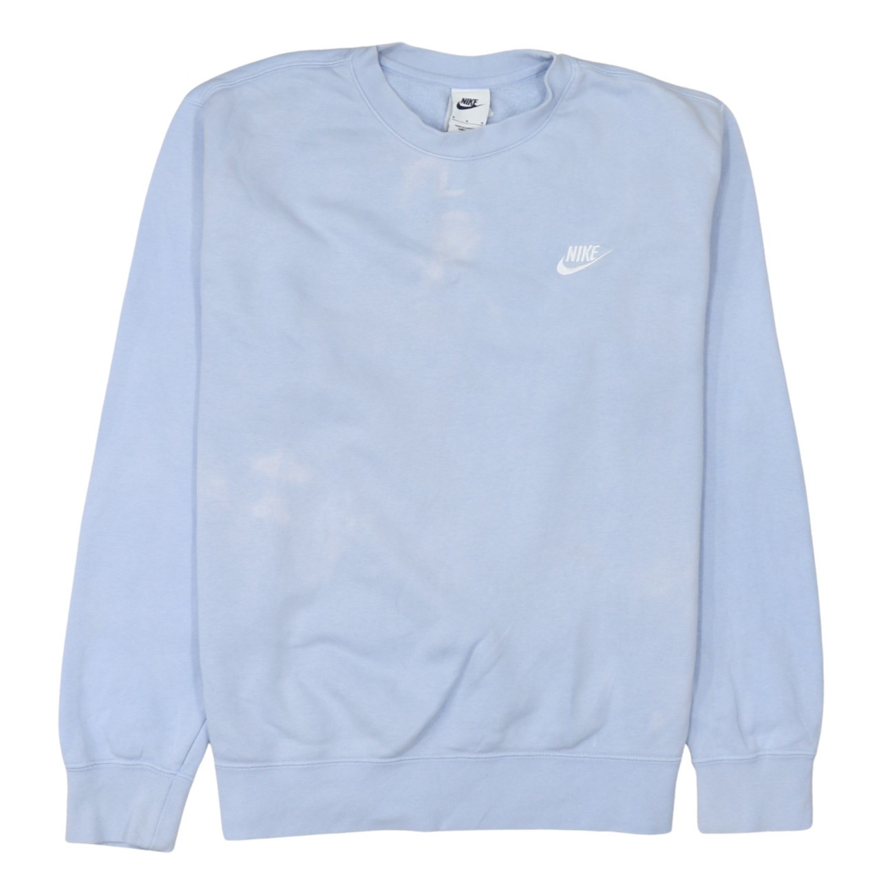 Nike Mens Sweatshirt Light Blue Fleece Embroidered Swoosh Crewneck Pullover M