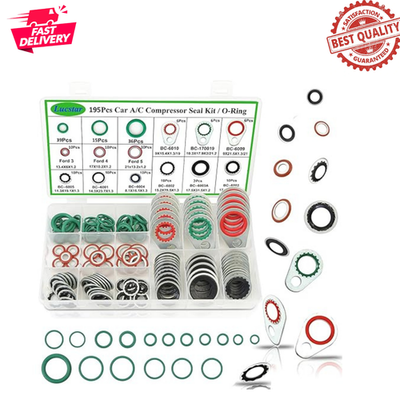 #ad 195PCS A C Seal O Ring Assortment Kit Automotive Gasket Washer Air Conditioning $52.98