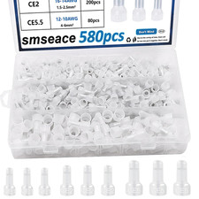 580Pcs Closed End Crimp Terminal 22-16,16-14,12-10AWG Wire End Caps Nylon Closed