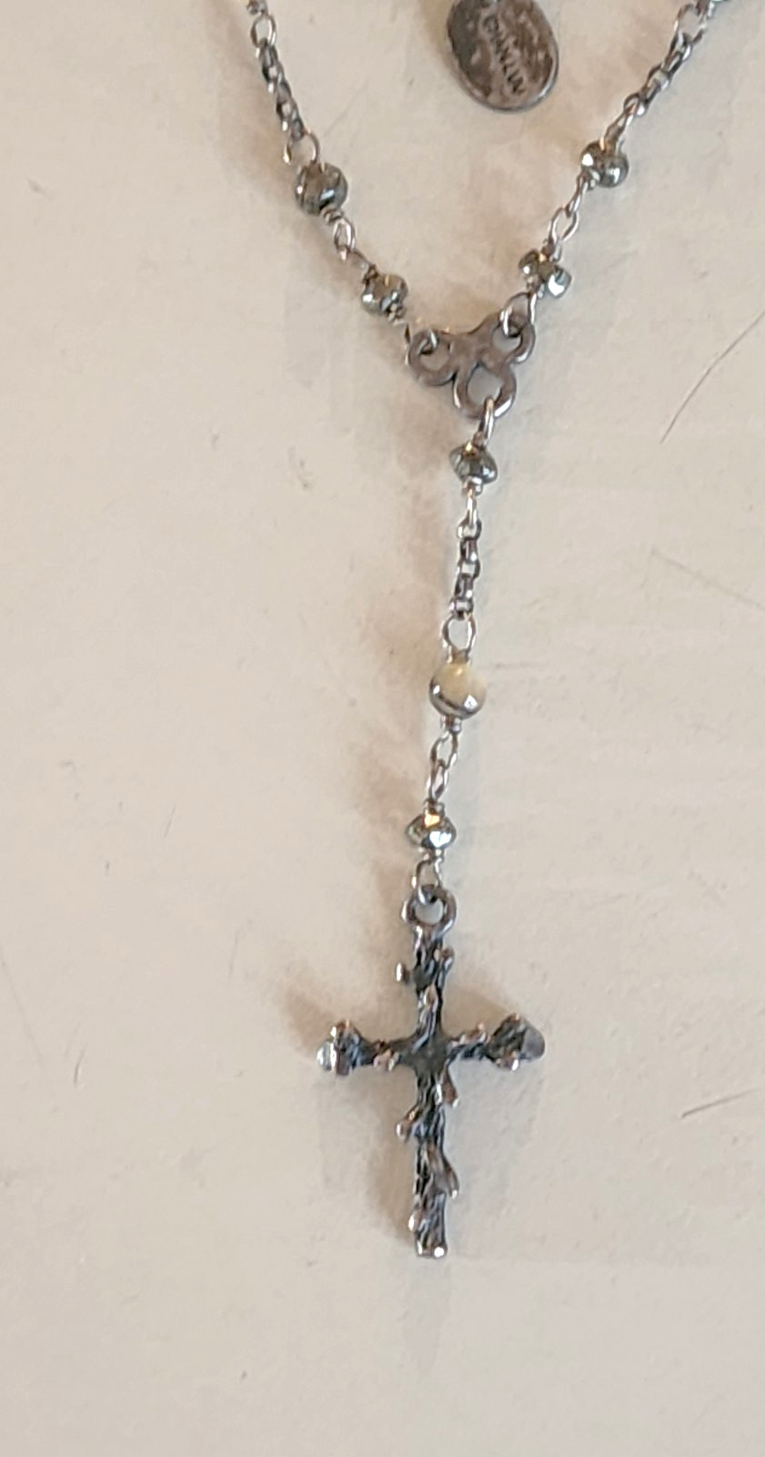 CL SIGNED SOLID STERLING SILVER NECKLACE & CROSS-… - image 5