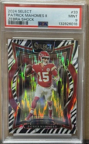 2024 SELECT PATRICK MAHOMES IIZEBRA SHOCK #33 PSA 9