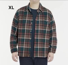 Eddie Bauer Men 100 Cotton Brushed Twill Flannel Shirt Mocha Overland Plaid XL