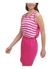 TOMMY HILFIGER SPORT Womens Pink Baby Terry Cinched Elastic Waist Dress M