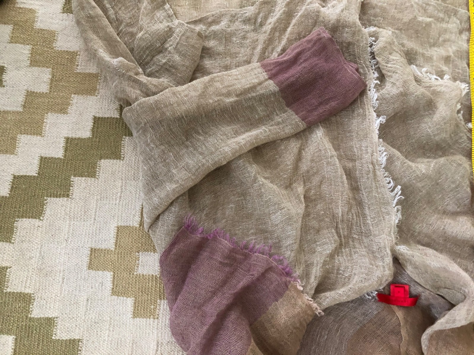 Shamask 3 Sheer Linen Kimono Jacket Beige Mauve L… - image 3