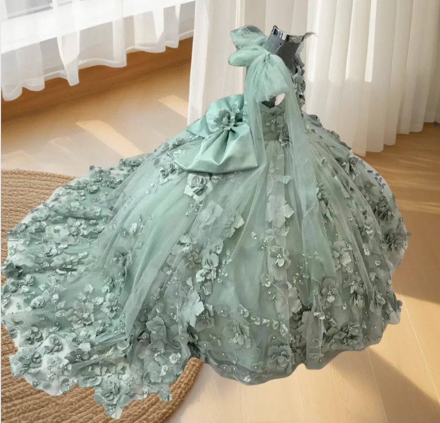 Princess Ball Gown Dress Appliques Girl Kids Skirts Birthday Party Evening Gown