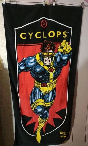 Vintage Marvel Comics X-MEN Mutant Gear Cyclops Graphic Beach Towel Black