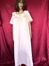VTG FRENCH MAID PINK NYLON LONG NIGHTGOWN SZ S