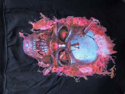 Vlone Skully Red Flame Hoodie Black Size Large