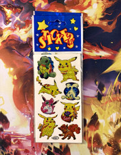 Vintage Pok mon Holographic Sticker Sheet 8pc Pikachu Squirtle Vulpix