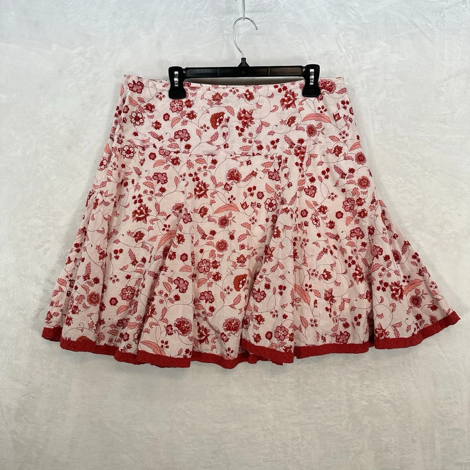Saia Sele Feminina XL Vermelha Branca Floral Mini Flared Swiss Dot Prairie Country Y2K - Imagem 3 de 4