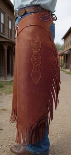Chaps à franges en cuir suédé fait main : pantalon de rodéo
