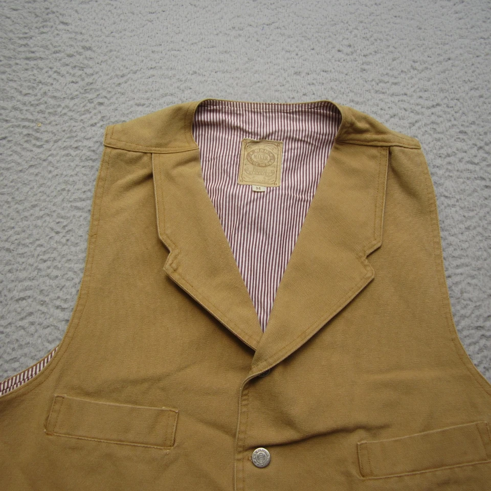 Vintage Wah Maker Vest Mens M Brown Canvas Button Western Cowboy Workwear - Image 4 of 4