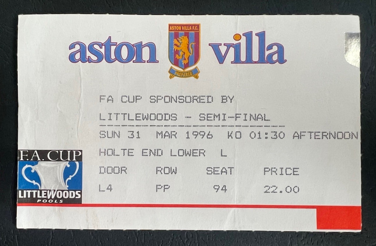 MANCHESTER UNITED V CHELSEA-31/03/96-FA Cup Semi Final Ticket-Villa Park-Holte for sale on Ebay
