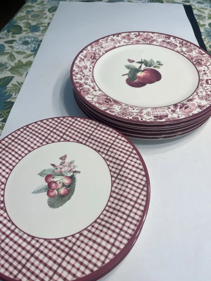 Pratos florais de melamina para jantar e salada de maçãs Pfaltzgraff Gingham 10 peças - Imagem 3 de 4