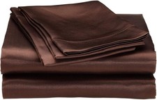 100 Pure Silk Satin Sheet Set 4pcs, Silk Fitted Sheet 15" Deep Pocket Mattress