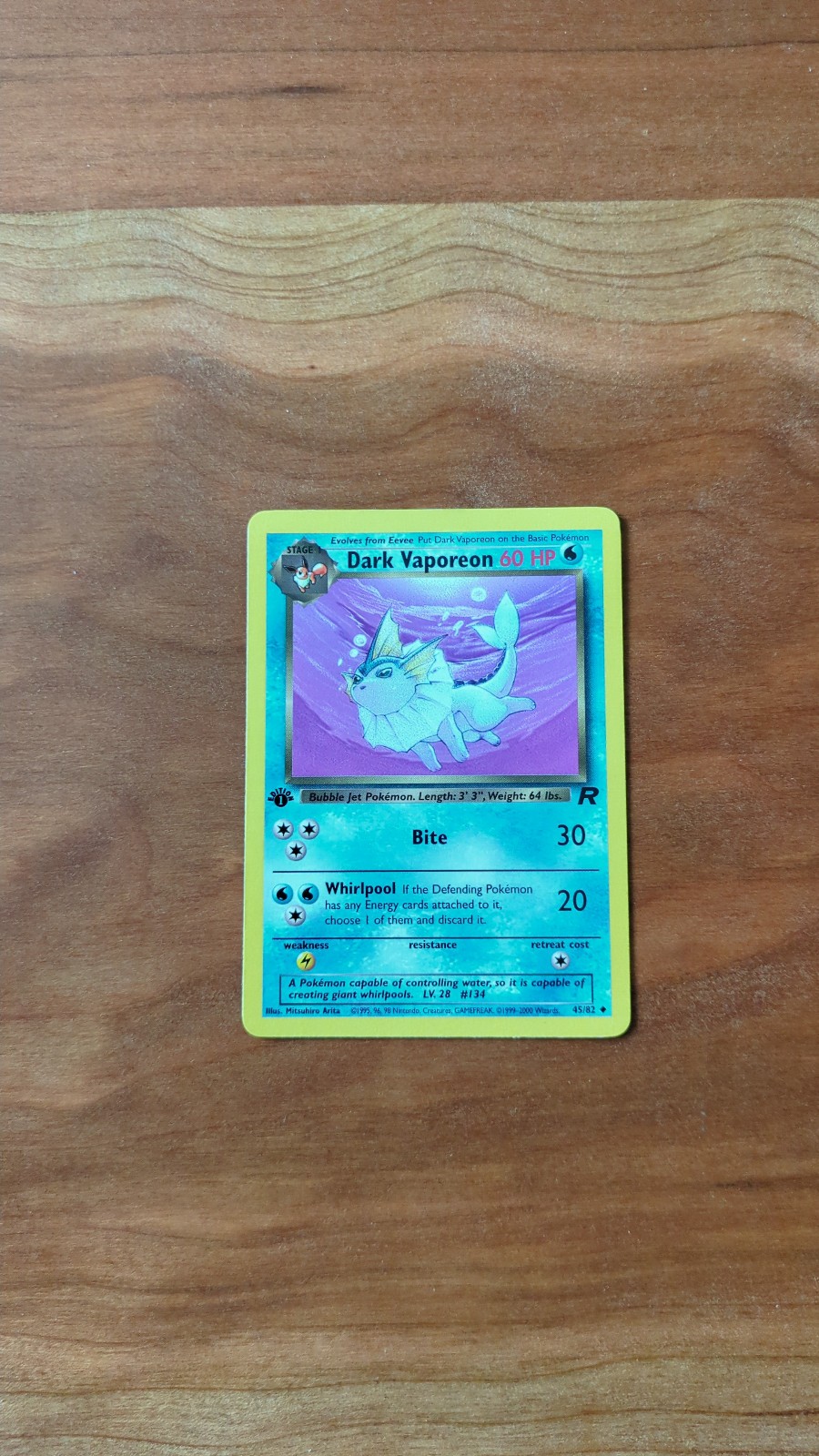 Dark Vaporeon 45/82 Team Rocket Regular NM 1st Edition Pokemon TCG Vintage