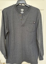 Shirt Dickies 1/4 Button Sweatshirt Medium Long Sleeve Gray
