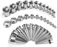 36pcs Ear Gauge Stretching Kit Stainless Steel Double Flare Alloy Tapers 3 In 1