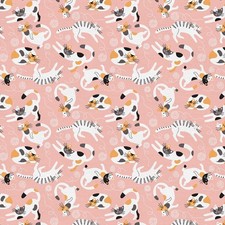 Feline Drive Fabric TAILS WHISKERS Playing Cats Pink Fat Quarter 18"x22" FQ