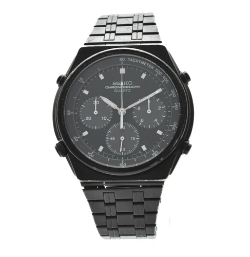 [EXCELLENT+5] SEIKO 7A28-7110 Chronograph Black Dial PVD Vintage Men's Watch JPN