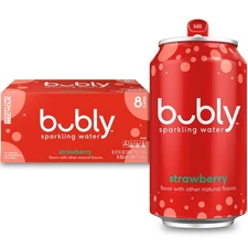 BestBy05/25 bubly Sparkling Water Strawberry Zero Sugar 12oz Cans 8 Pack