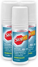 Pain Relief Roll On Gel 3oz (3 Pack) USA Made, Max Strength Fast Acting with MSM