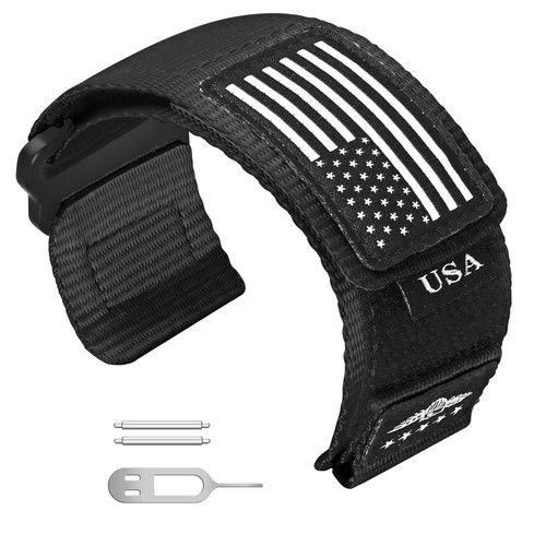 Abanen Rugged Tactical Nylon Watch Band for Garmin Instinct 3 22mm, Black