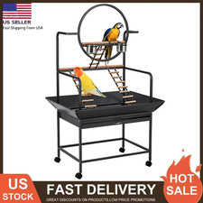 66" Birdcage Stand Activity Play Center with Perches and Ladders, Removable Tray