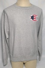 Champion Reverse Weave Sweatshirt Gray Patriotic USA Size Medium  Used