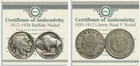 1913-1938 Buffalo & 1883-1912 LIBERTY HEAD V NICKEL SET W COA USA Rare Coins