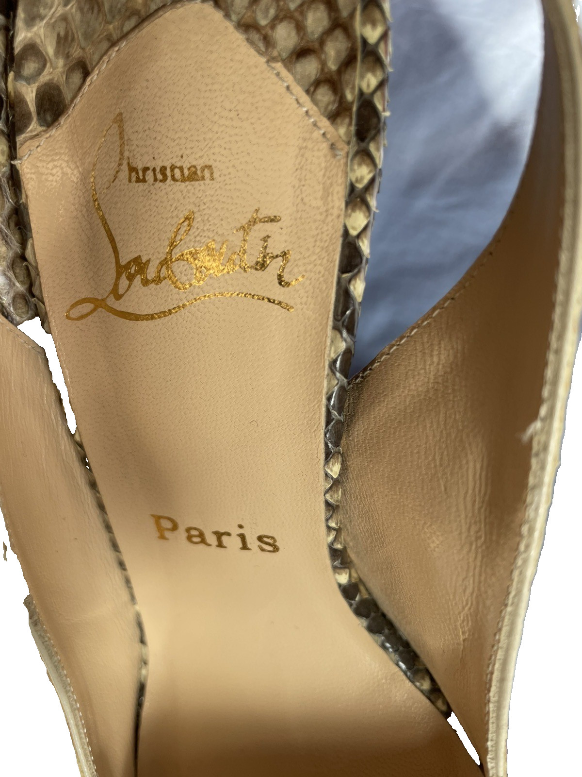 LOUIS VUITTON PARIS  PYTHON SLING BACK PLATFORM H… - image 12