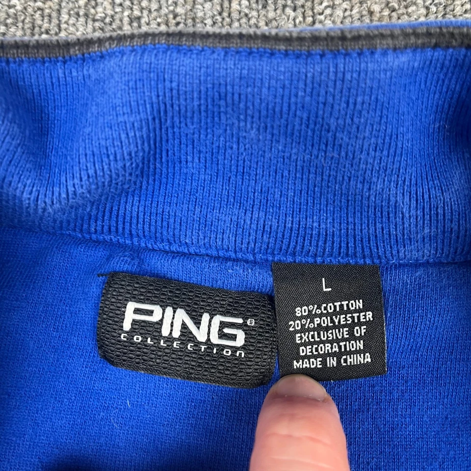 PING Jumper Mens Large Blue 1/2 Zip Golf Pullover Cotton Sweatshirt Sweater - Image 2 of 4