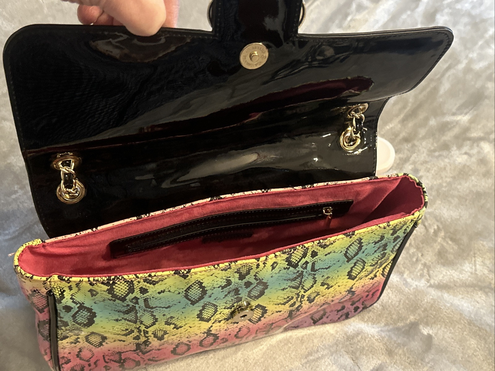 BETSEY JOHNSON Rainbow Python Snake Flap Bag Purs… - image 7