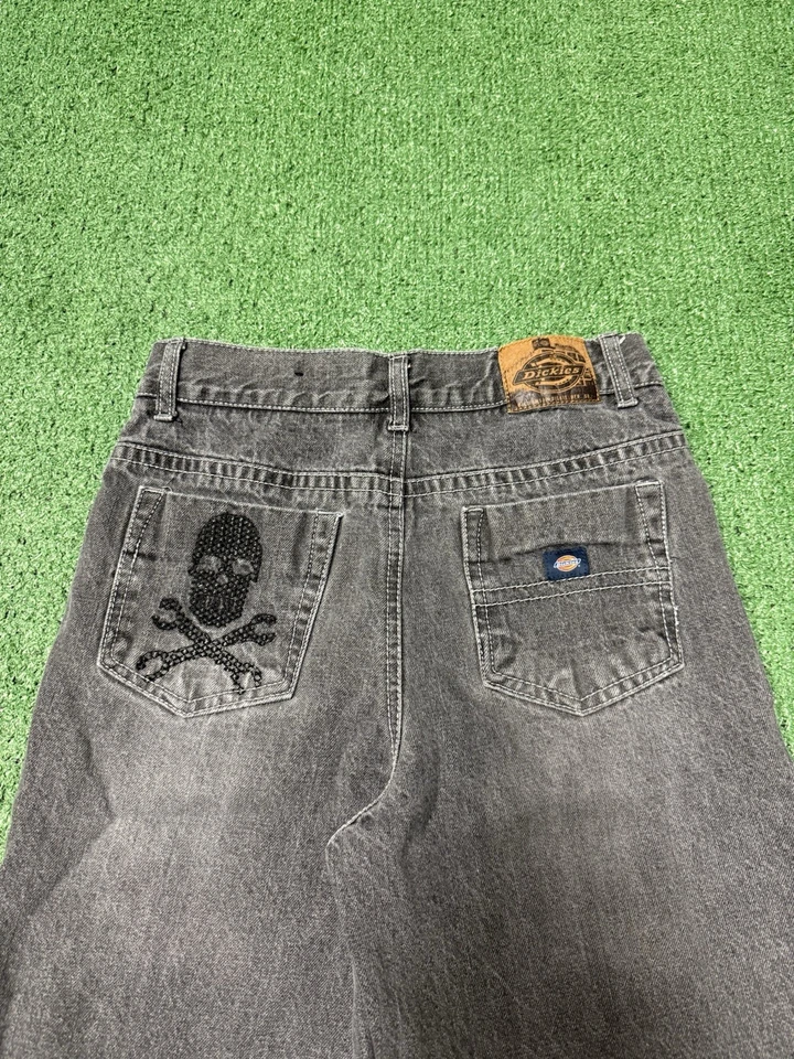Pantalones Cortos Dickies Boys Demin Calavera Talla 14 Gris Bordado Skate Jeans Grunge De Colección Foto 2 de 4