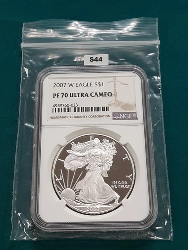 2007 W Proof American Silver Eagle NGC PF70 Ultra Cameo .999!   S44