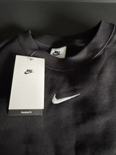Nike Fleece Oversized Cropped Crew Neck Sweatshirt Women's S Black DQ5761 010