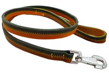 Designer Thick Genuine Leather Tri-Color Dog Leash 3/4" wide for Largest Breeds