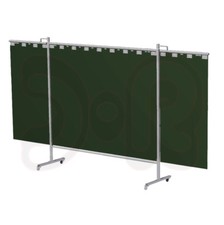 Stellwand 375 cm breit gr&uuml;n fahrbar Schwei&szlig;schutzwand Schwei&szlig;erschutzwand
