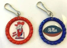 Handmade Ole Miss Rebels Zipper Pull Set of 2